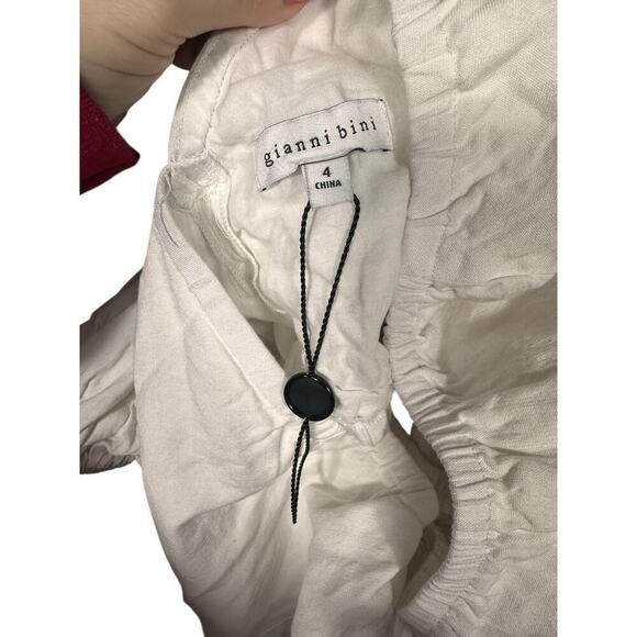 NEW- NWOTGianni Bini White Linen Blend Long Sleeve Mini Dress Size 4 - Picture 6 of 7